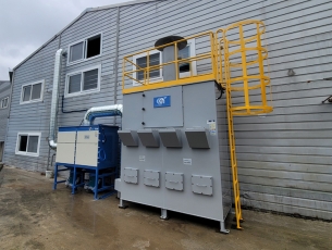 Mixing and packaging operation Dust and organic solvent adsorption tower + dust collector